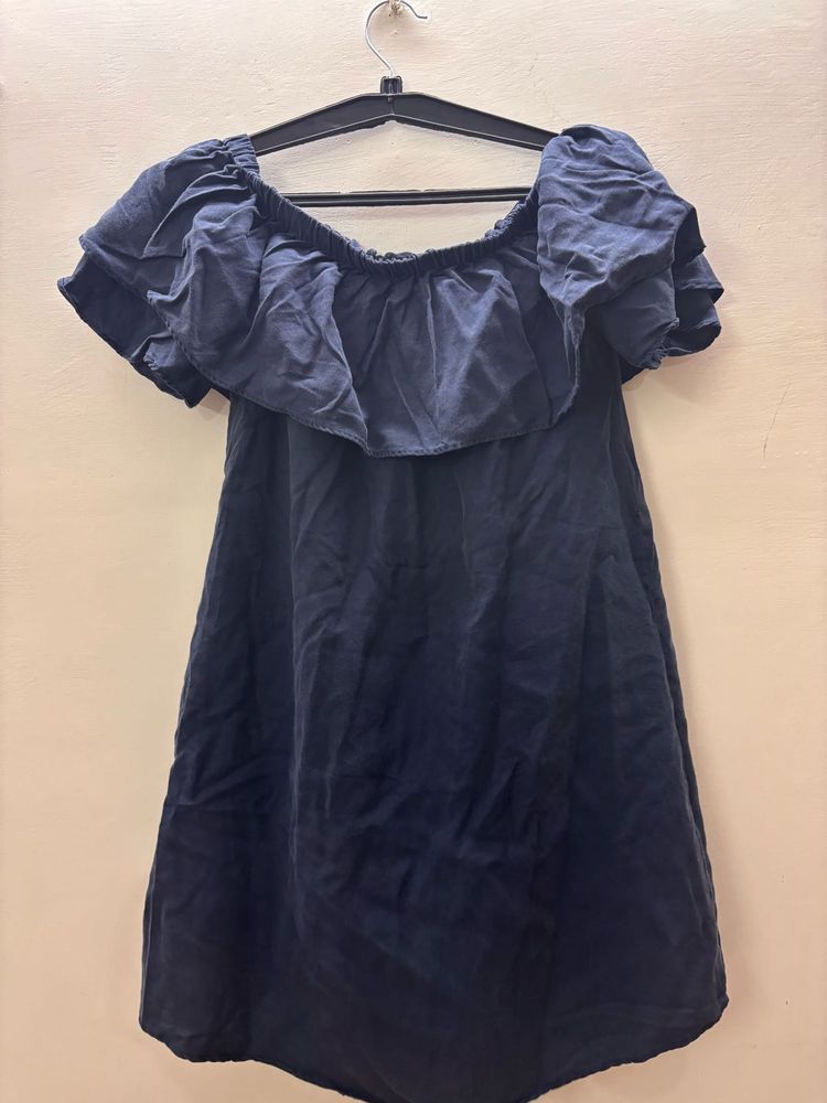 Off-Shoulder Blue Dress