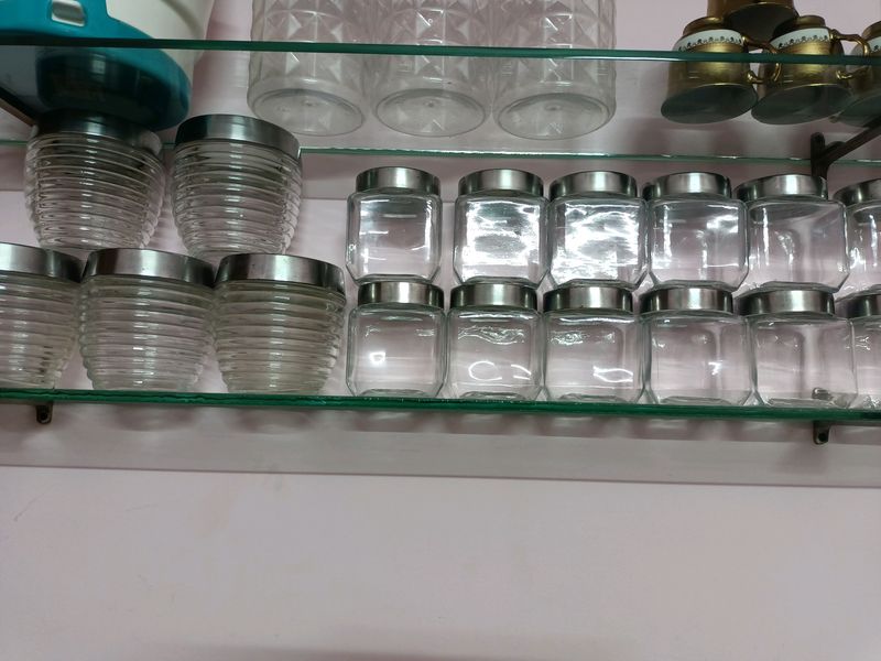 13 GLASS STORAGE JARS (CRYSTAL CLEAR)