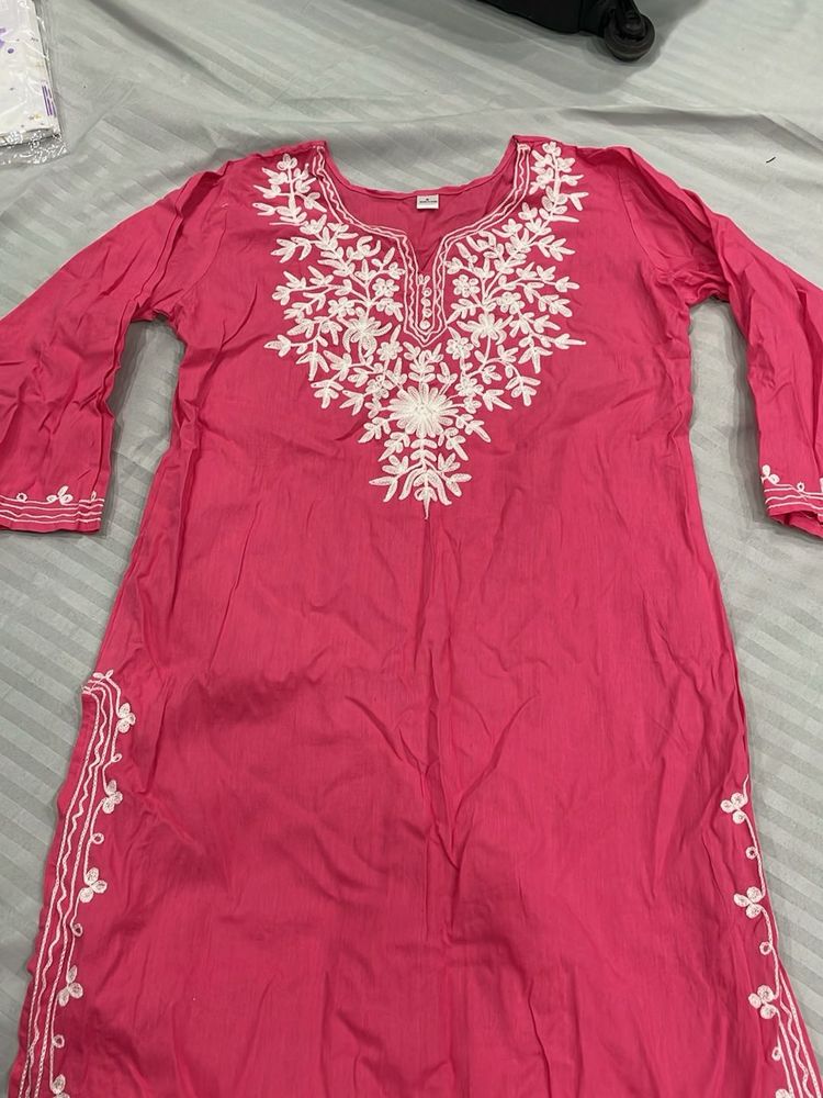Pink Embroidered Kurta