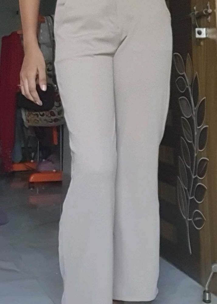 Cream Flare Leg Pants
