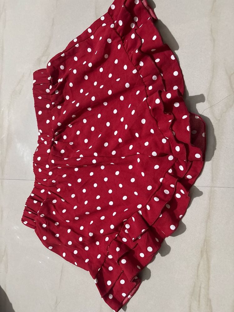 Red Polka Dot Ruffle Shorts