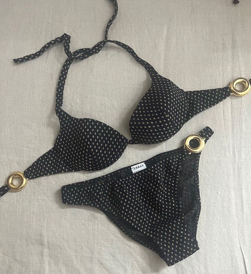 Black &amp; White Dotted Bikini Set