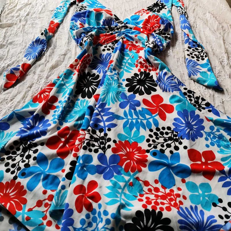 Floral Vibe Wrap Dress – Free Size