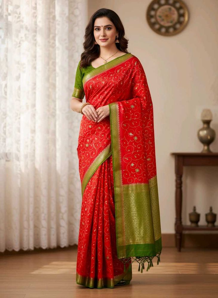 Elegant Rose Pink Banarasi Saree