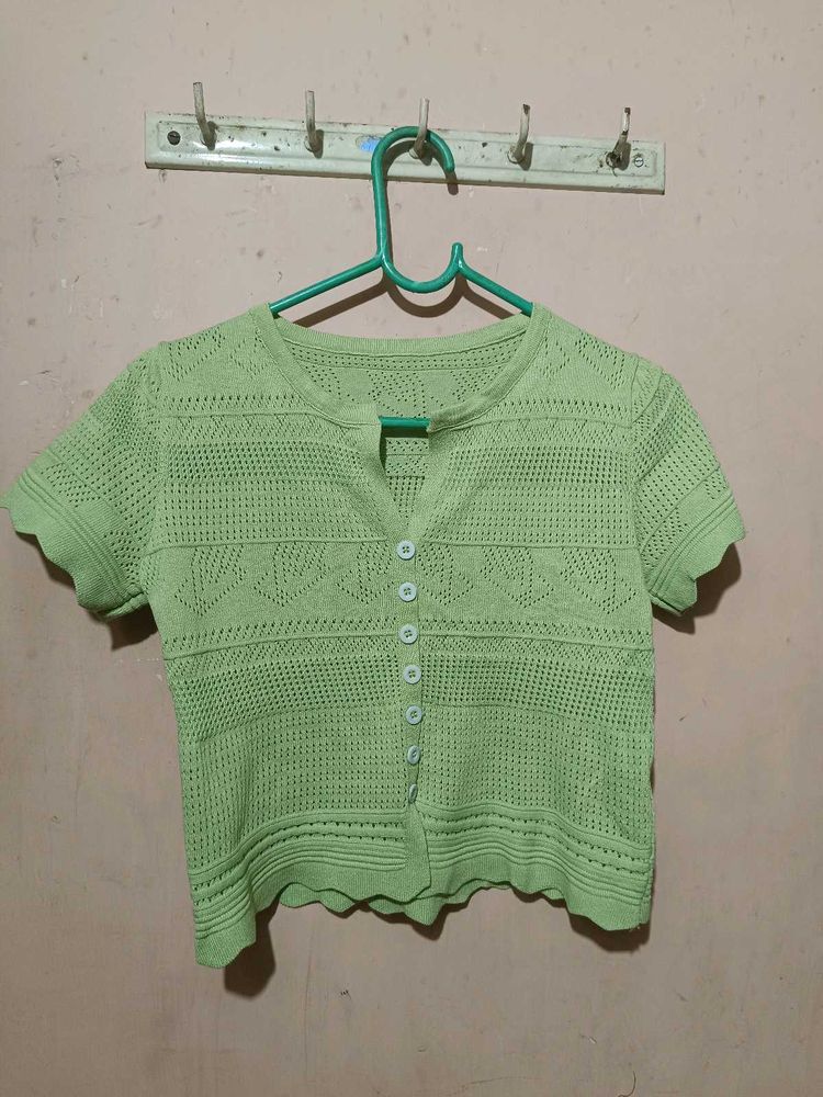 Green Crop Top