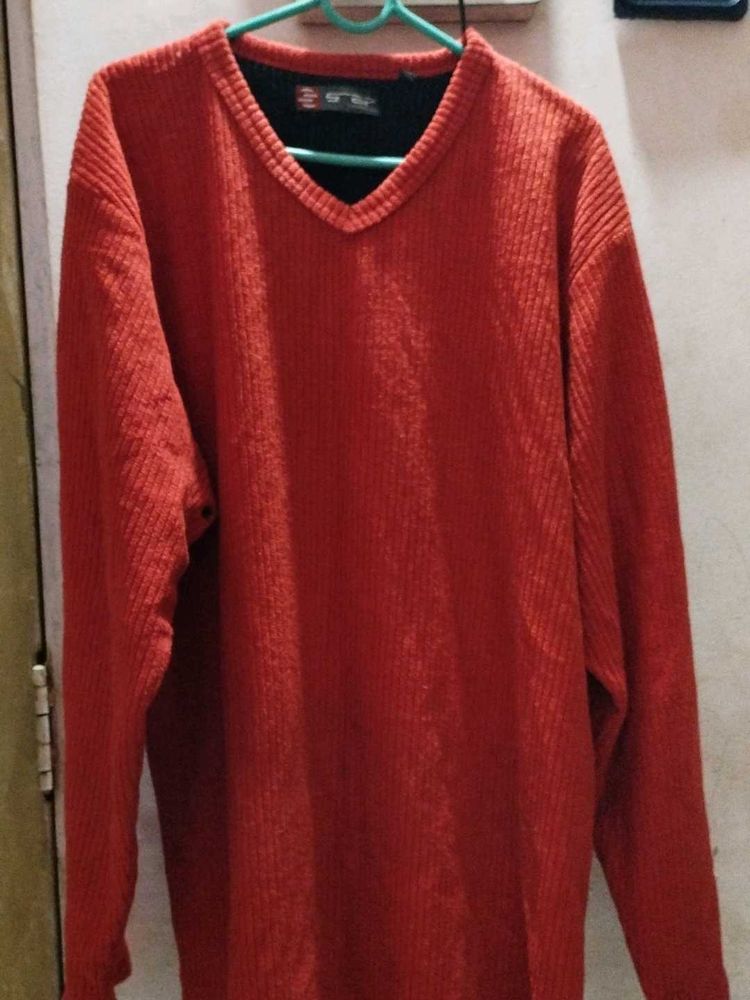 Red V-Neck Long Sleeve Sweater
