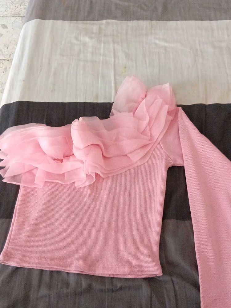 ruffle pink top