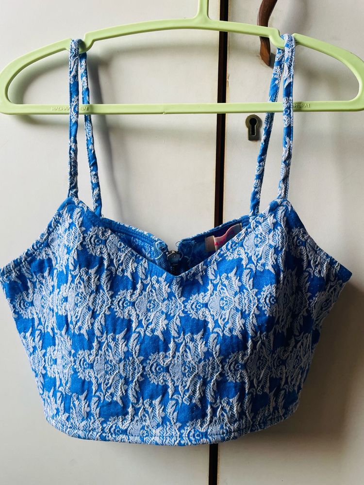 Blue Strap Crop Top 🦋