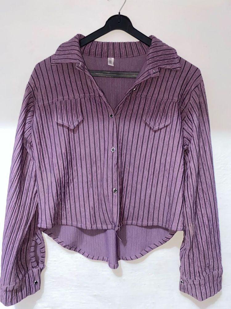 Striped Purple Crop T-shirt