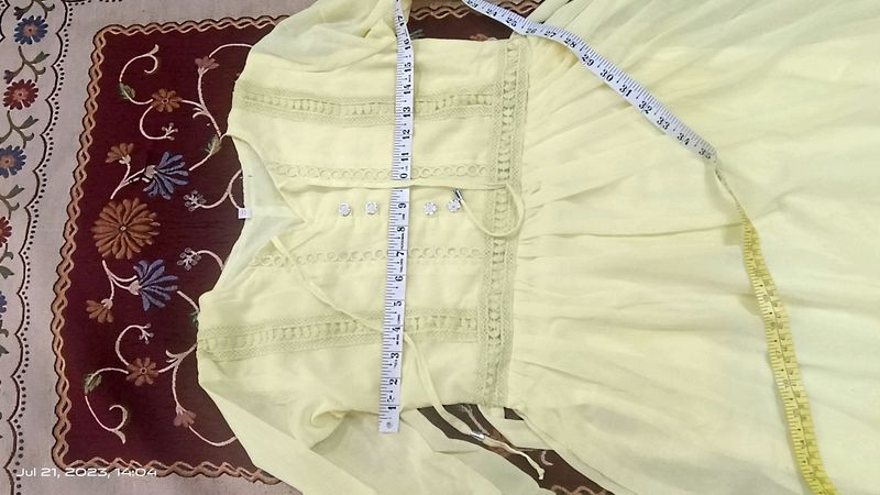 Yellow Midi Dress With Frill Sleeves