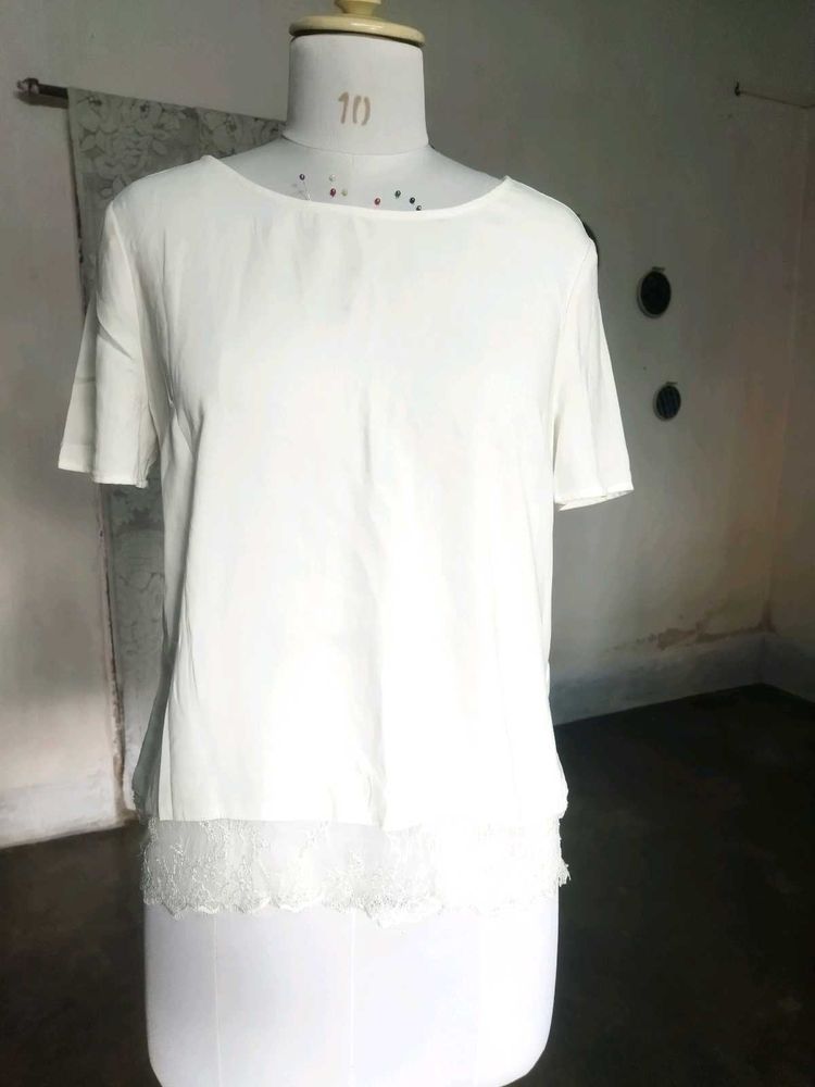 Elegant White Lace Trim Top