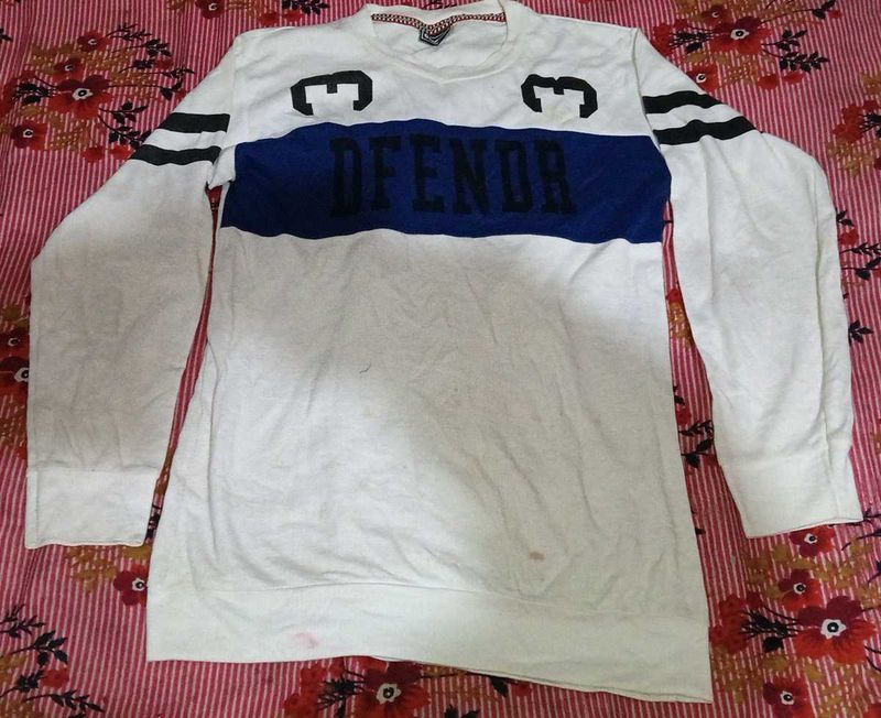 Trendy White &amp; Blue Long Sleeve tshirt