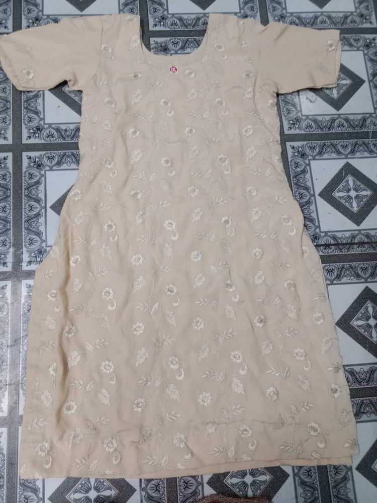 Short Cream Colour Kurti