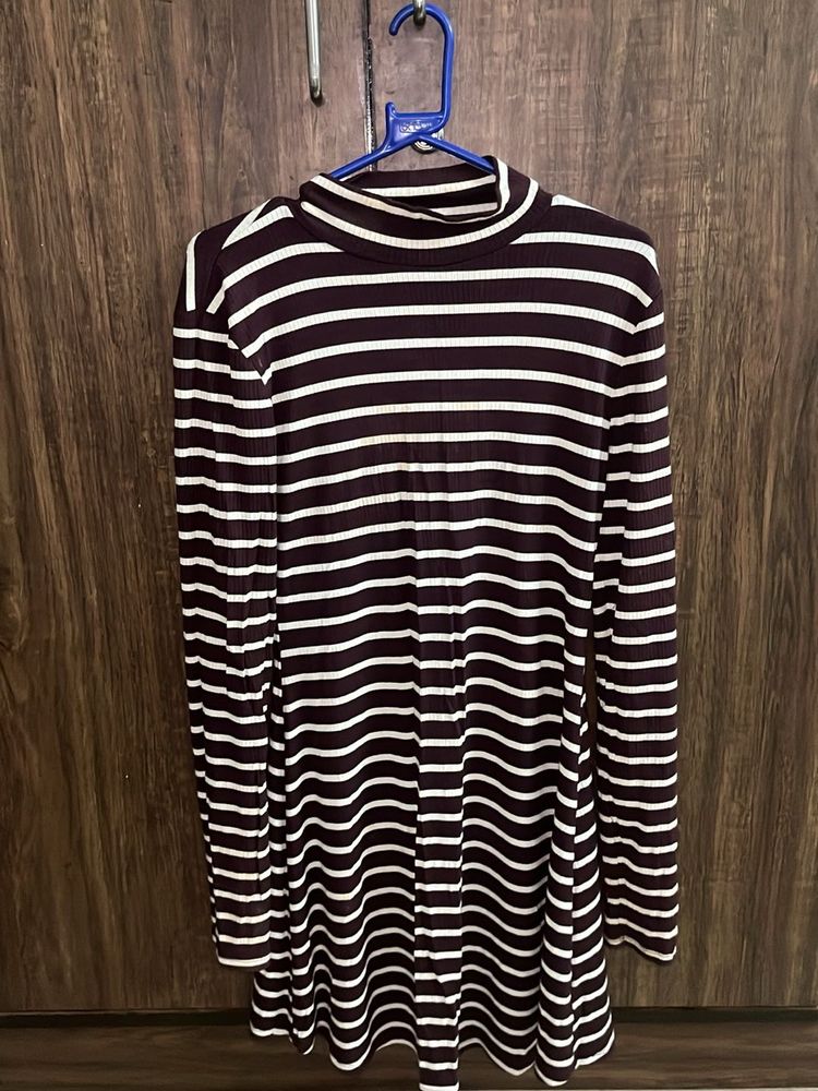 Striped Turtleneck Long Sleeve Dress (From Dubai)