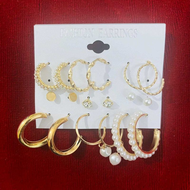 Gold &amp; Pearl Earring Set