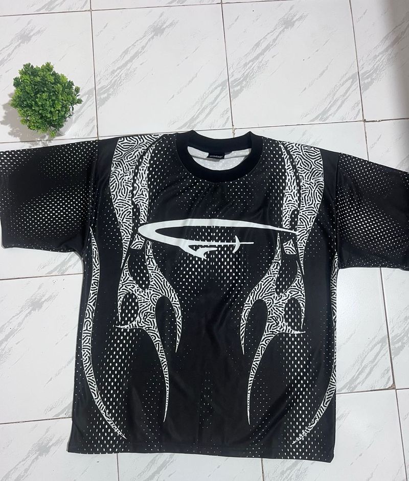 Graphic Print Mesh T-Shirt