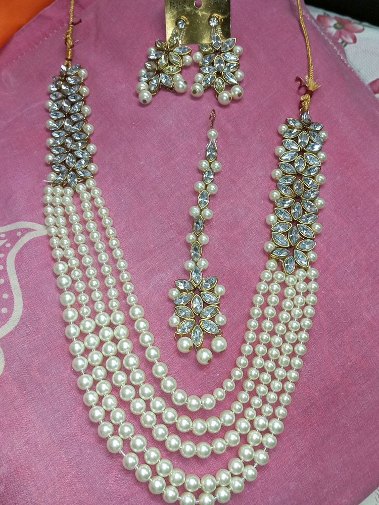 🔥offer New Kundan moti 4 Piece Set