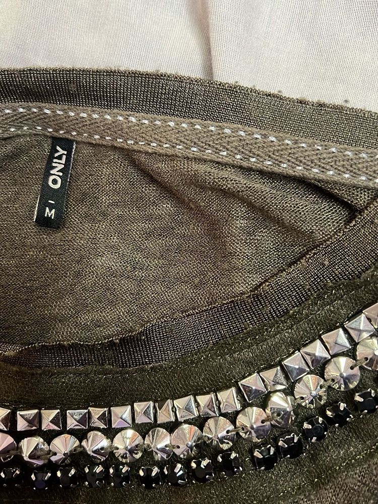 Only Olive Embellished Top - M
