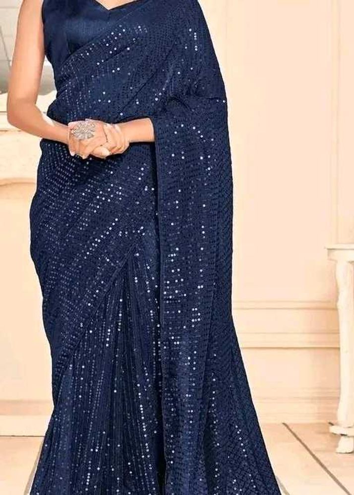 Navy Sequin Saree