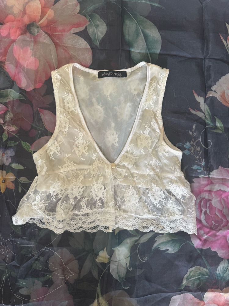White Lacy Top