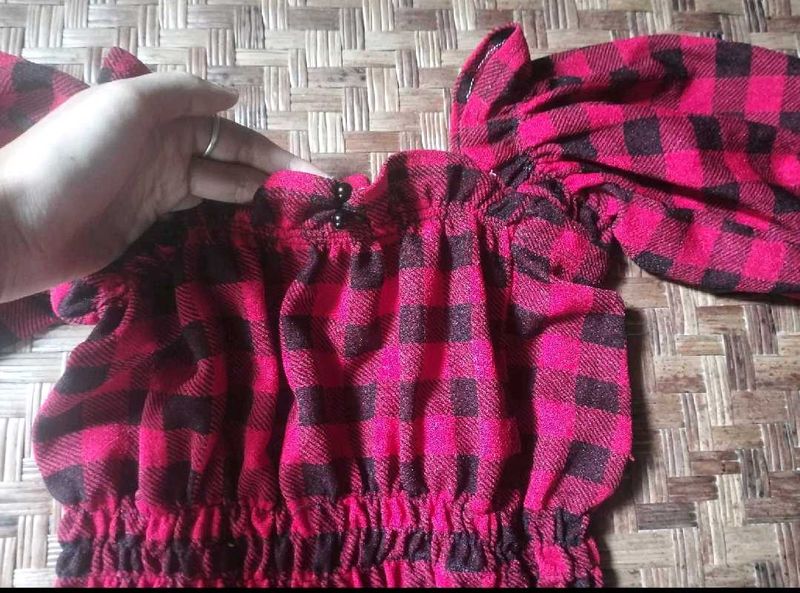 Red Plaid Flannel Crop Top