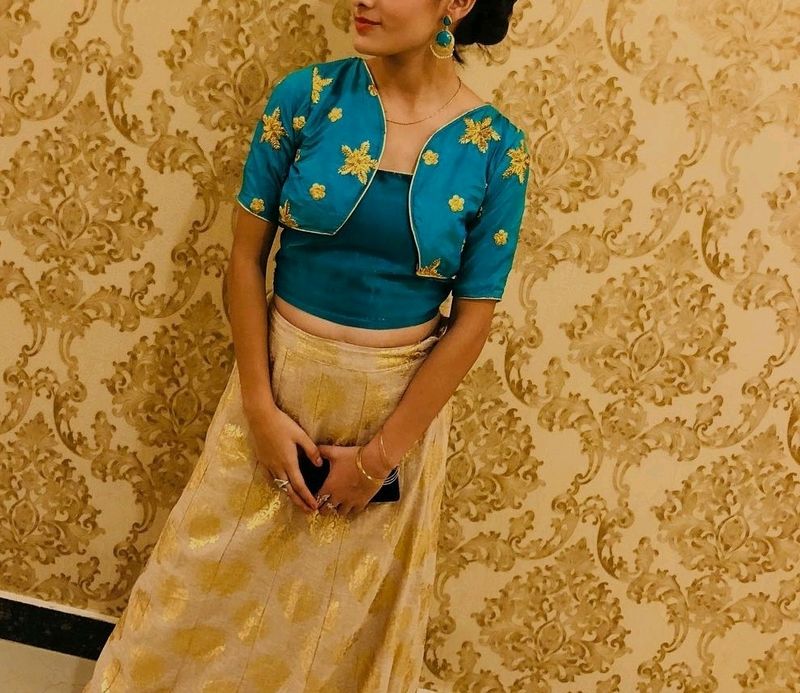 Green Ethnic Crop Top