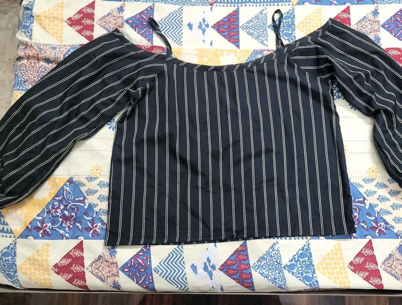 Striped Cold Shoulder Top