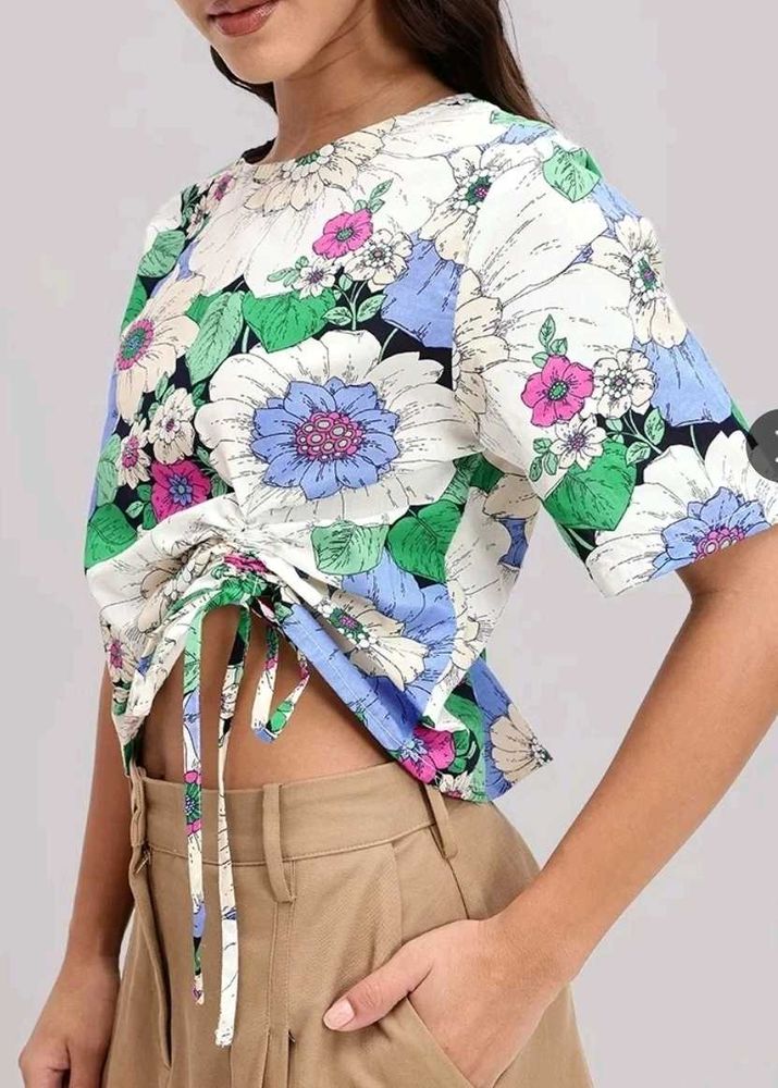 Floral Print Cinched Top