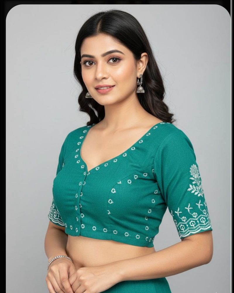 Emerald Green Embroidered Blouse