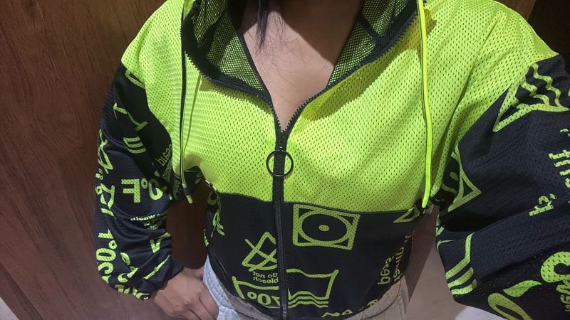 Neon Green Graphic Print Jacket