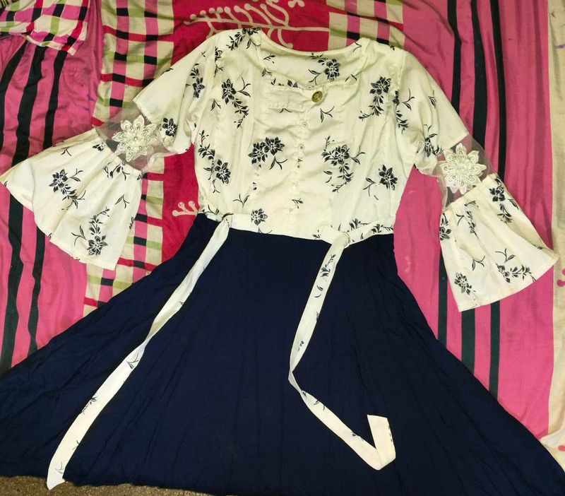 Bell sleeves Floral White Dress