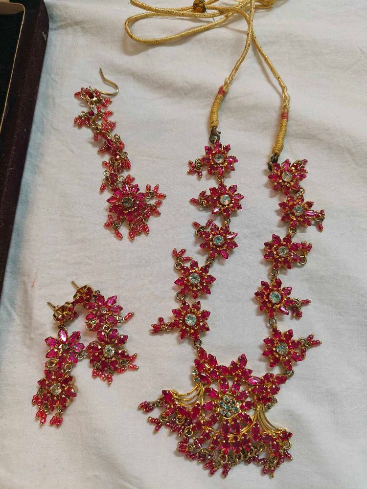 Pink Kundan Necklace Set