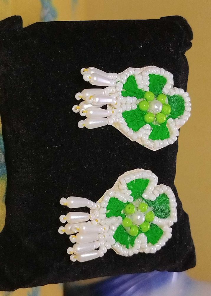 Green Floral Earrings