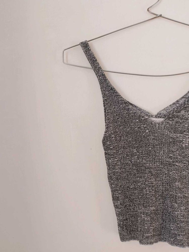 Trendy And Cute Gray Knit Tank Top