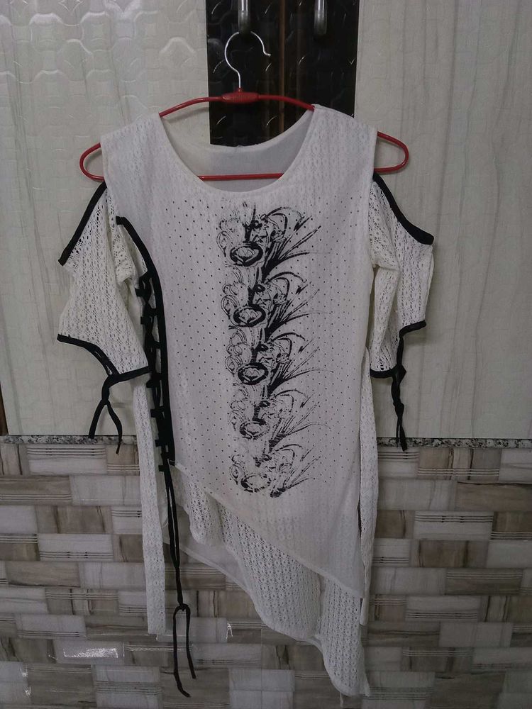 Stylish White Cut-Out Top