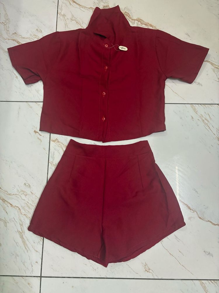 Burgundy Two-Piece Set girl made in Thailand