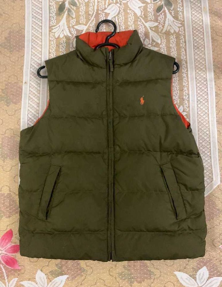 Dual Olive &amp; Tangerine Puffer Vest