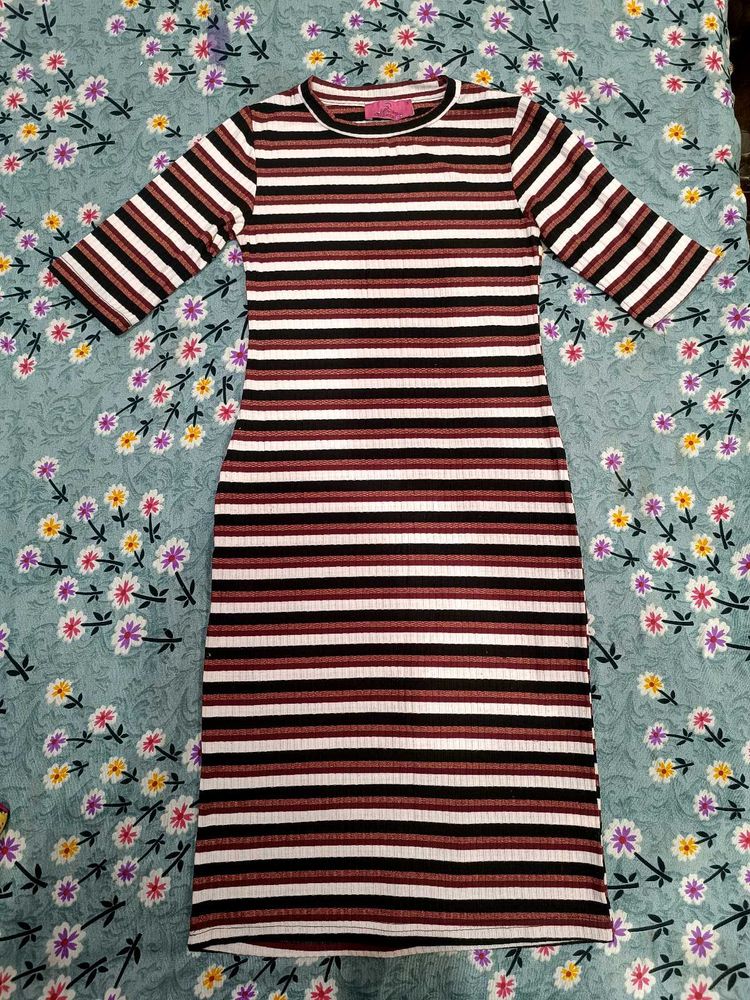 Striped Bodycon Midi Dress