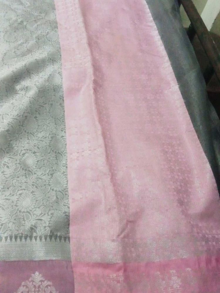 Elegant Pink &amp; Silver Saree
