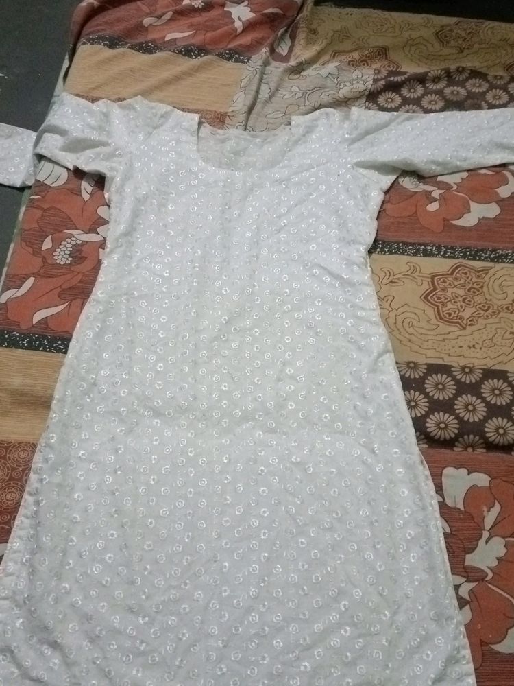 White Colour Chicken Curry Kurti