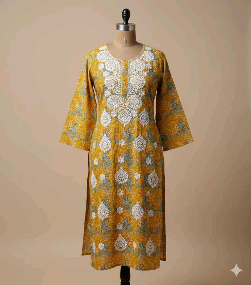 Yellow Embroidered Kurta