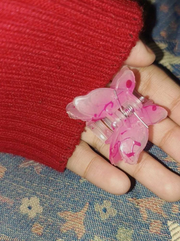Cute Pink Butterfly Hair Clip