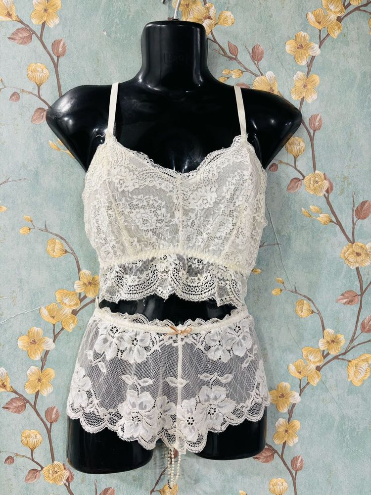 Lace Lingerie Set White