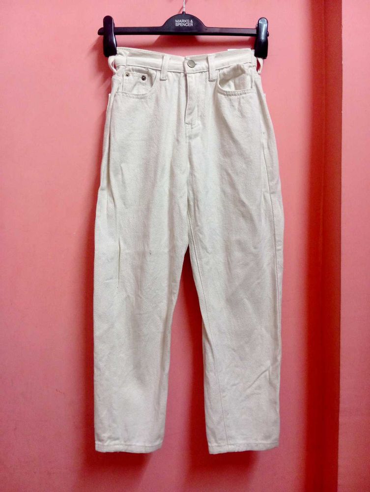 Straight Fit White Jeans For Women