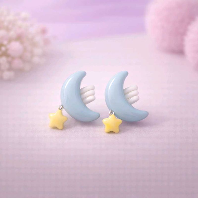 Moon &amp; Star Stud Earrings