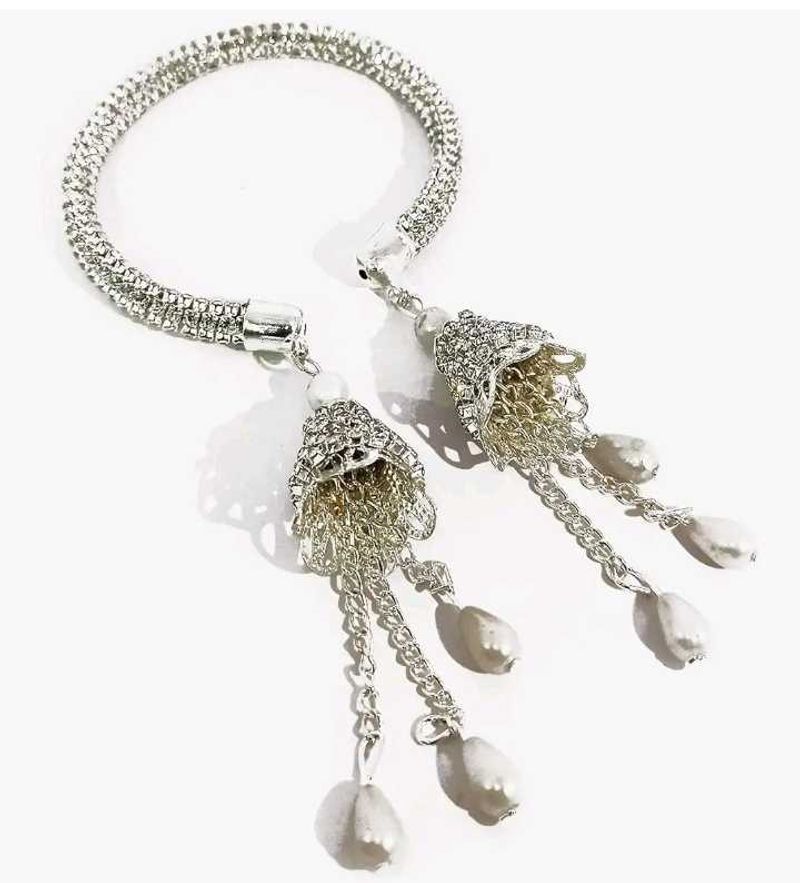 Pearl &amp; Crystal Tassel Bracelet
