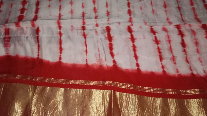 Red White Bangali Type Saree  , Good Quality , Goo