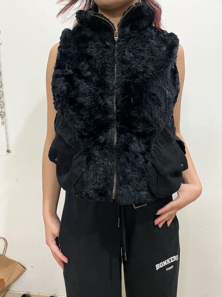 Fuzzy Black Vest