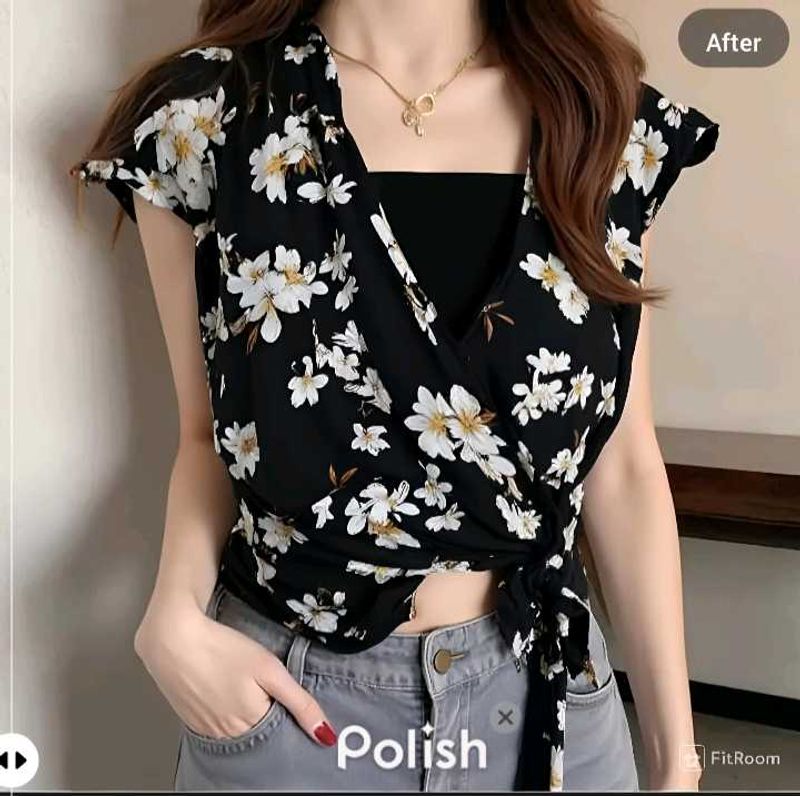 New With Tag Korean Half Bow Crop Top