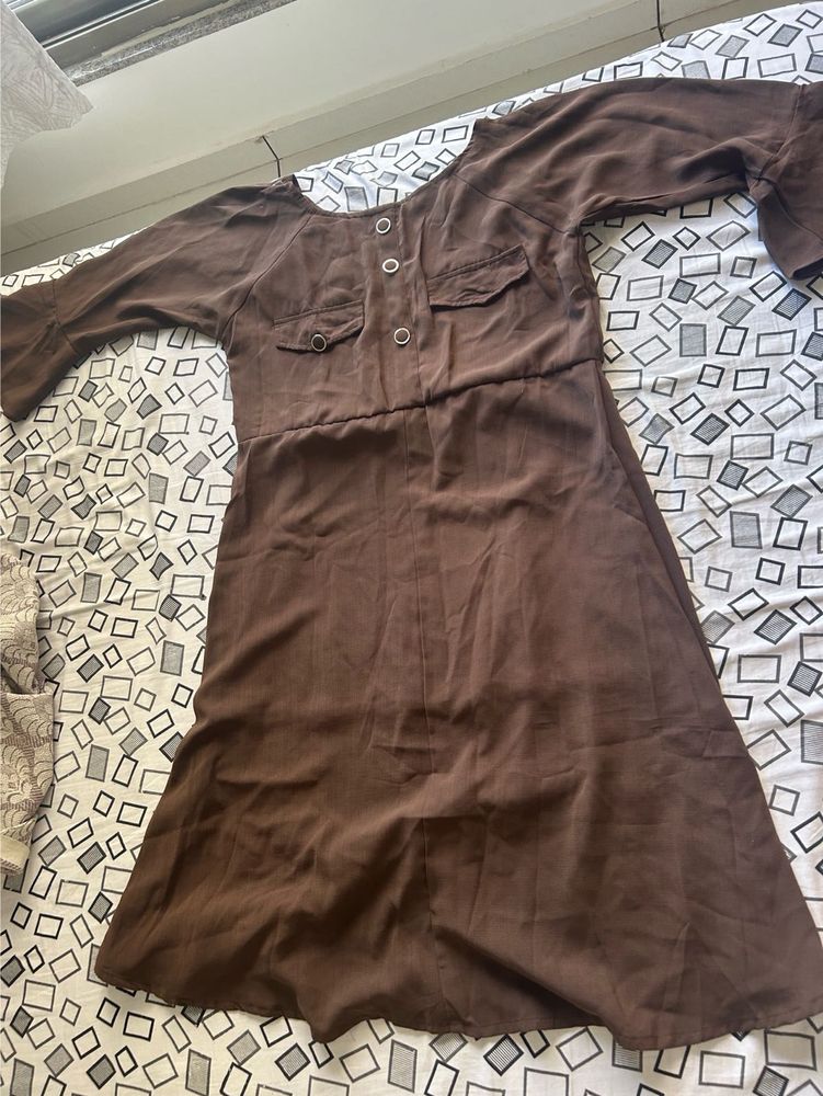 Brown A-Line Dress